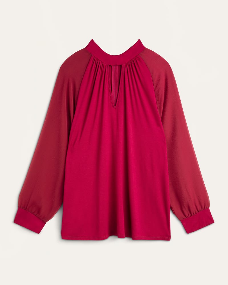 Front of plus size Philipa Mock-Neck Keyhole Top by East Adeline | Dia&Co | dia_product_style_image_id:176192